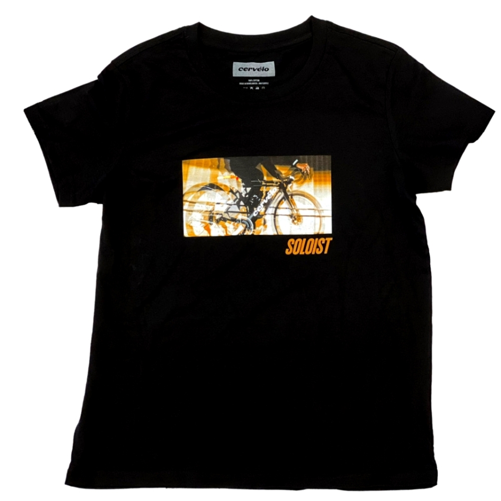Tiziana Cervasio Black Tee with Orange Graphic